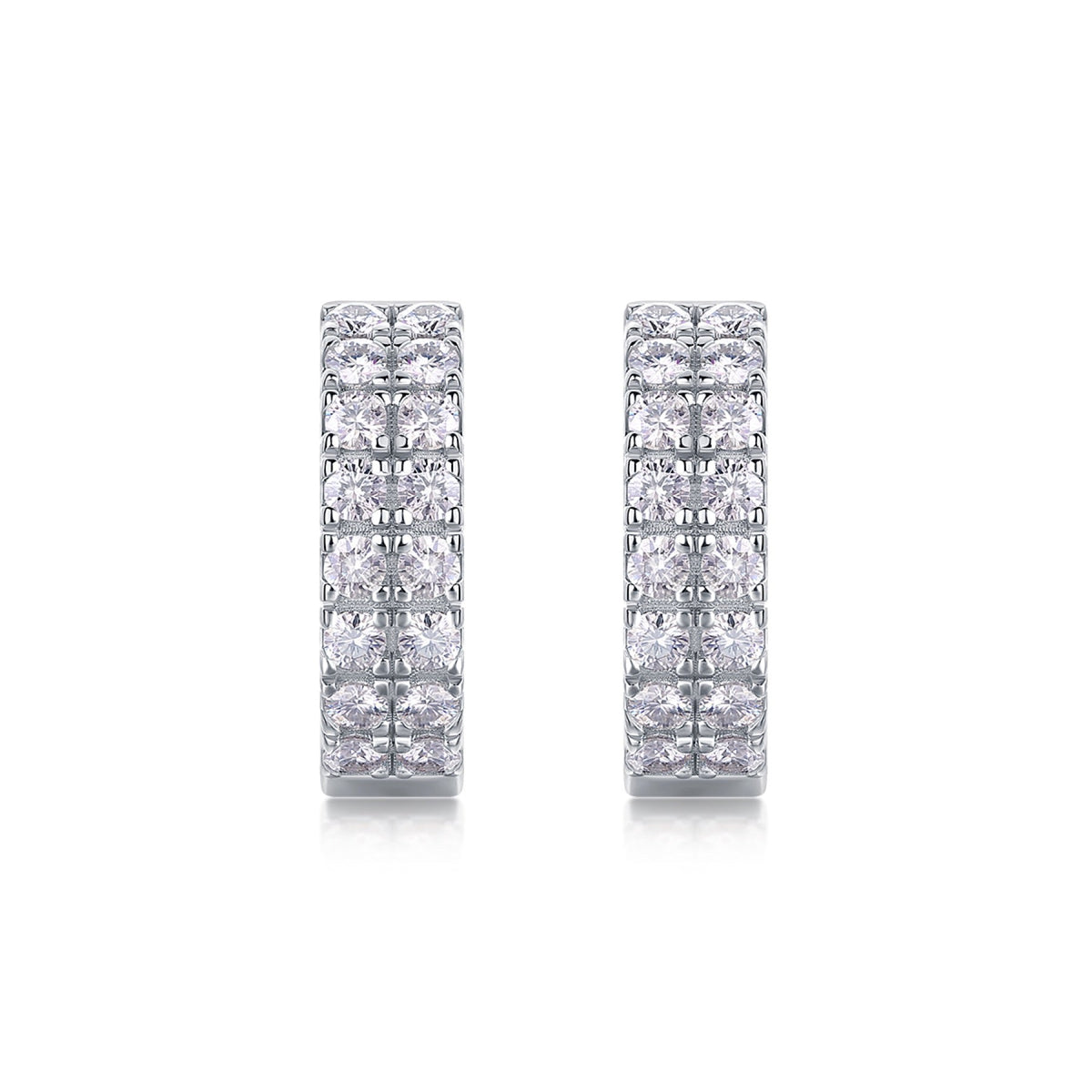 Twinband Moissanite Huggie Hoop Earrings in Sterling Silver