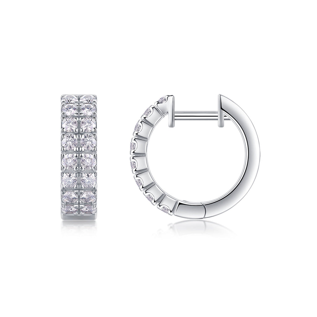 Twinband Moissanite Huggie Hoop Earrings in Sterling Silver