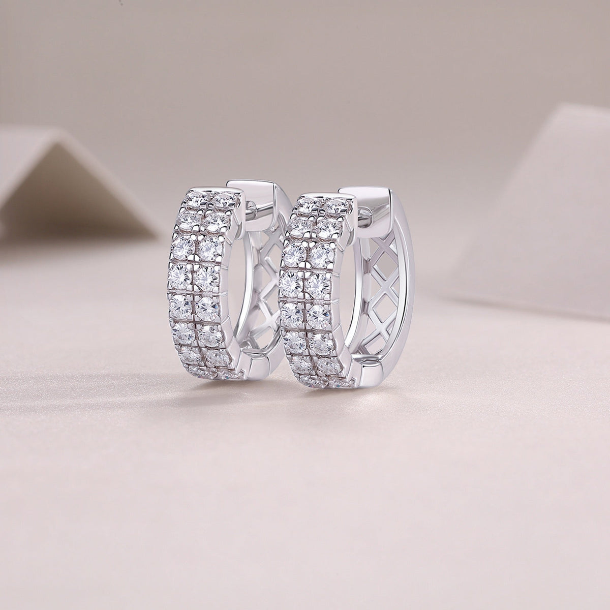 Twinband Moissanite Huggie Hoop Earrings in Sterling Silver