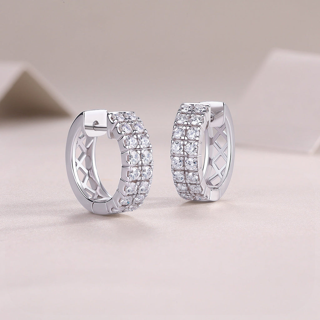 Twinband Moissanite Huggie Hoop Earrings in Sterling Silver