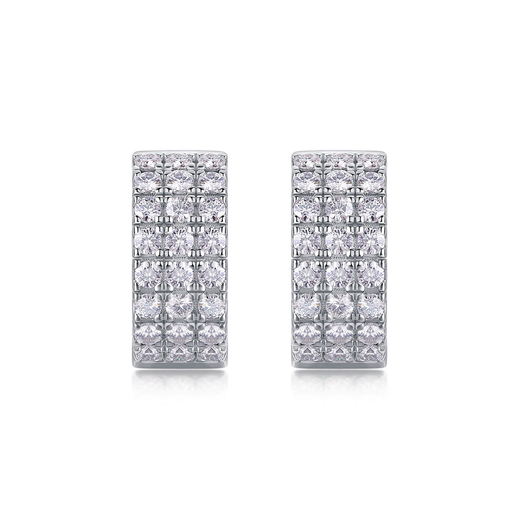 Pendel Moissanite Drop Huggie Hoop Earrings in Sterling Silver