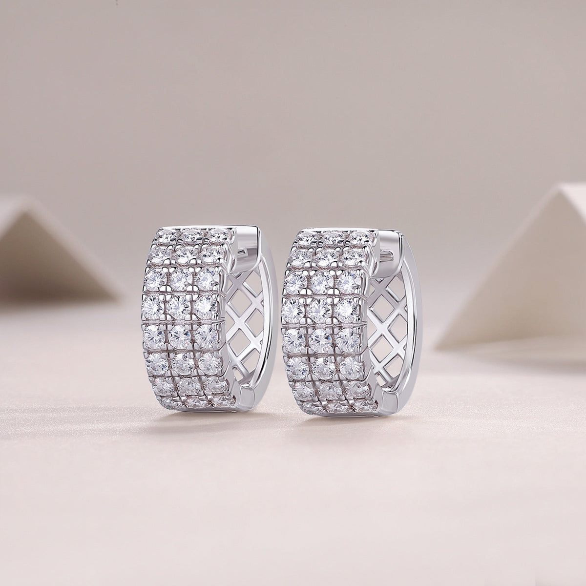Pendel Moissanite Drop Huggie Hoop Earrings in Sterling Silver