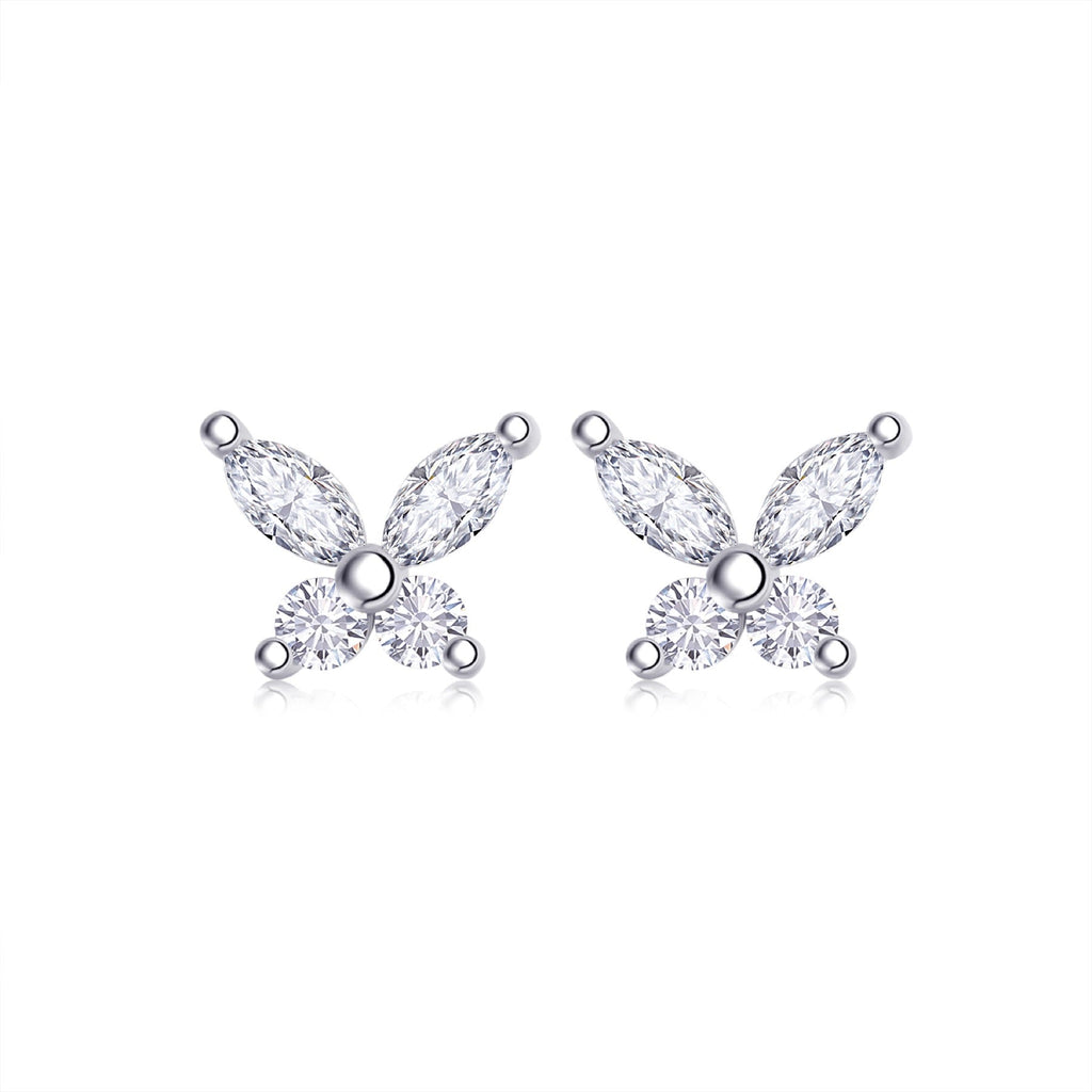 Cloverette Moissanite Cluster Stud Earrings in Sterling Silver