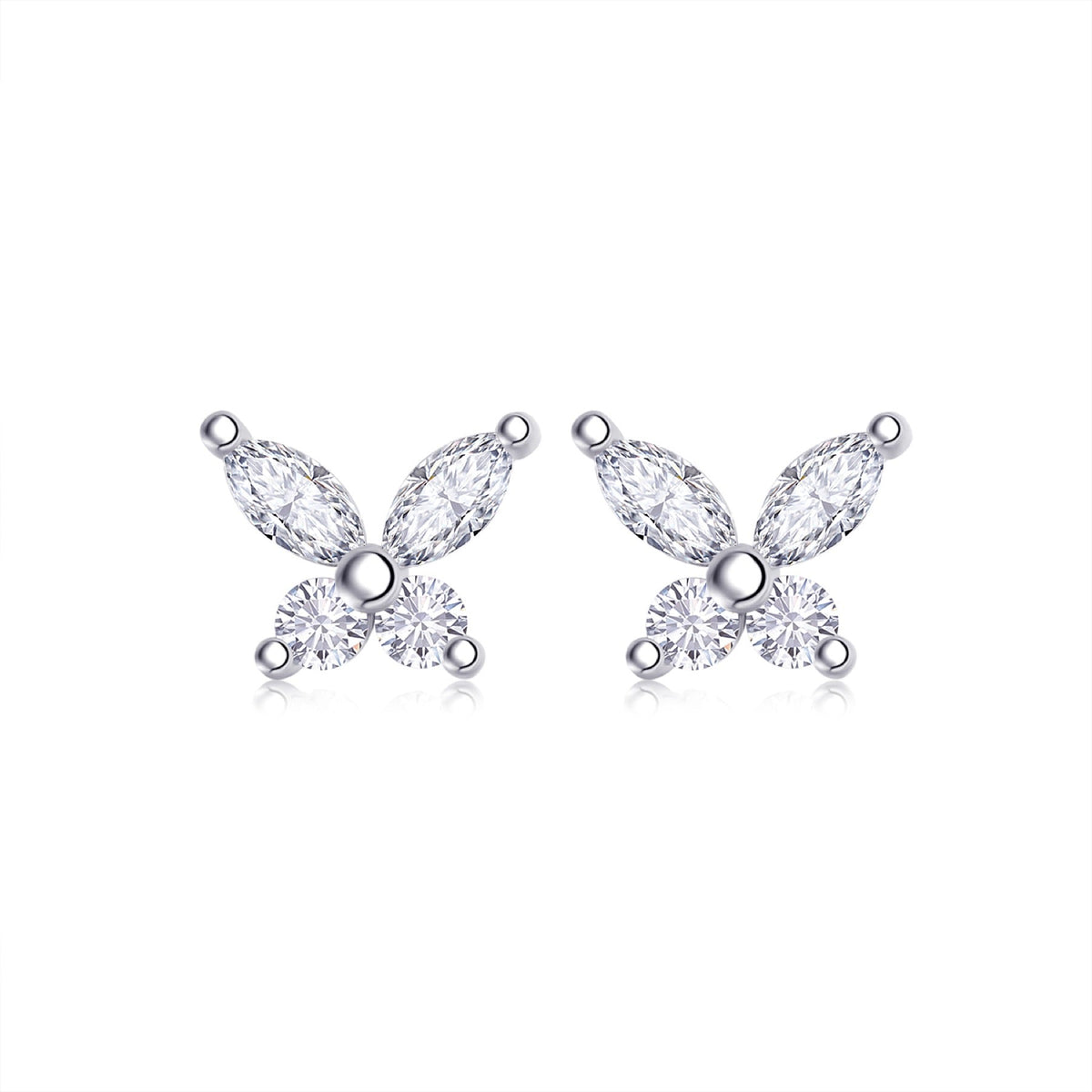 Cloverette Moissanite Cluster Stud Earrings in Sterling Silver