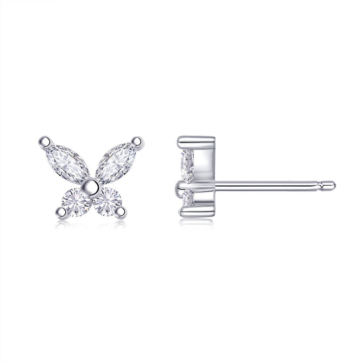 Cloverette Moissanite Cluster Stud Earrings in Sterling Silver