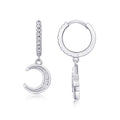 Astoria Moissanite Moon and Star Drop Earrings in Sterling Silver