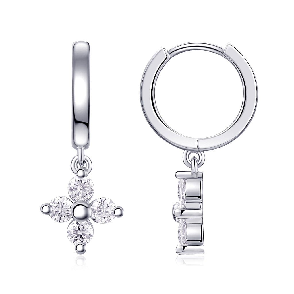Crux Moissanite Cross Stud Earrings in Sterling Silver
