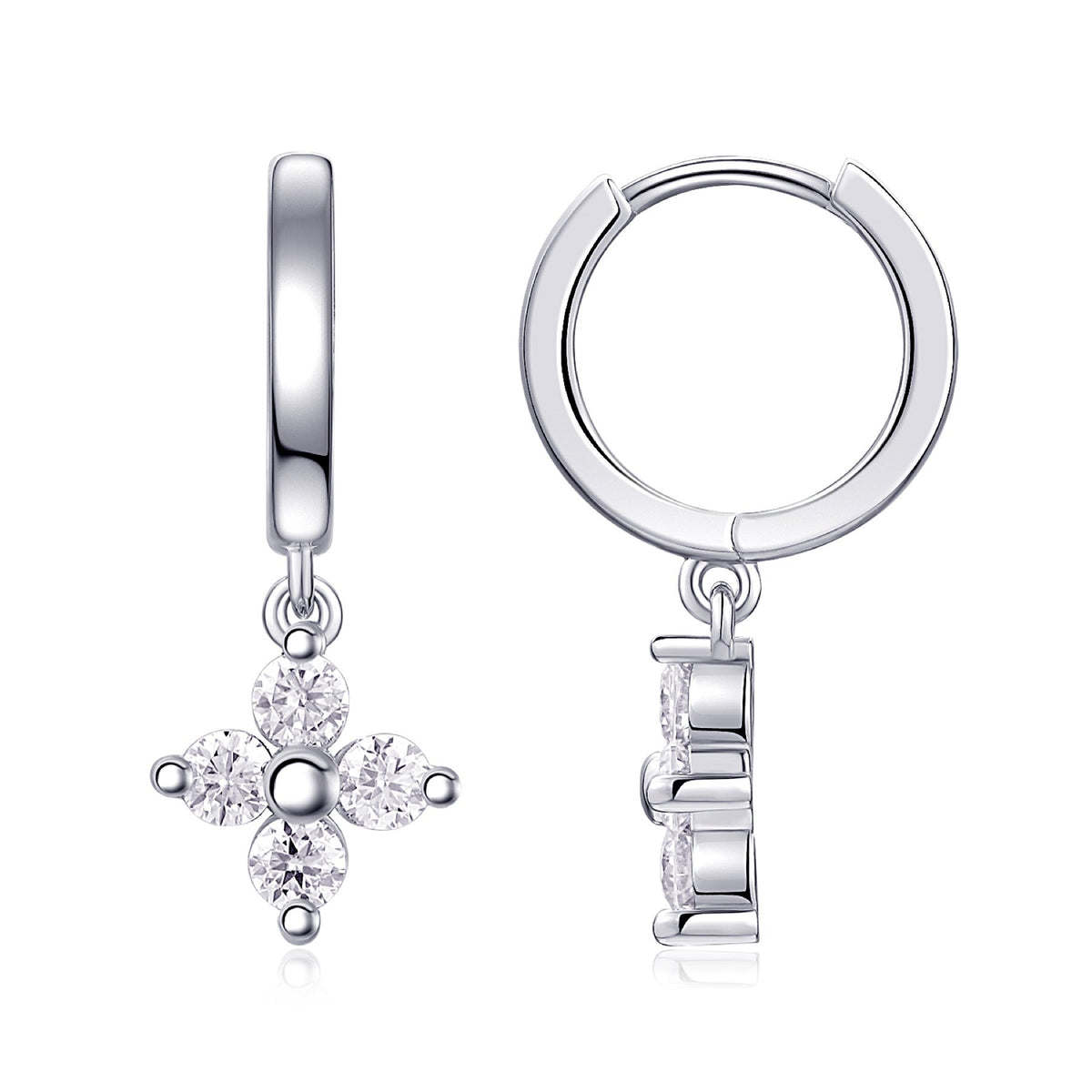 Crux Moissanite Cross Stud Earrings in Sterling Silver