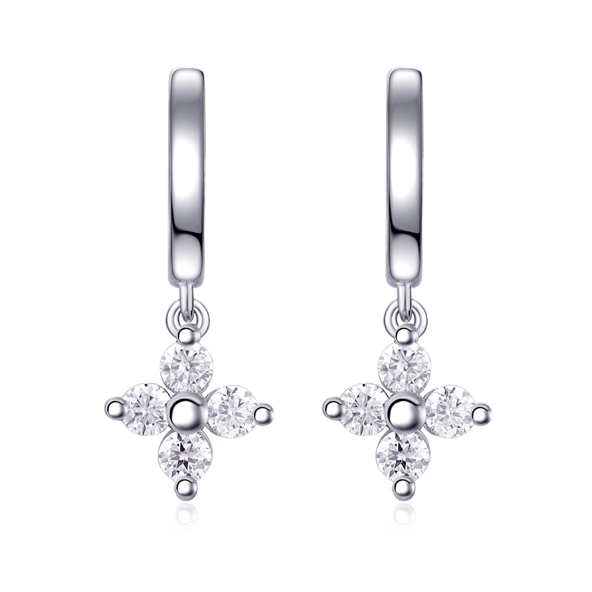 Crux Moissanite Cross Stud Earrings in Sterling Silver