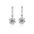 Dangle Moissanite Drop Huggie Hoop Earrings in Sterling Silver