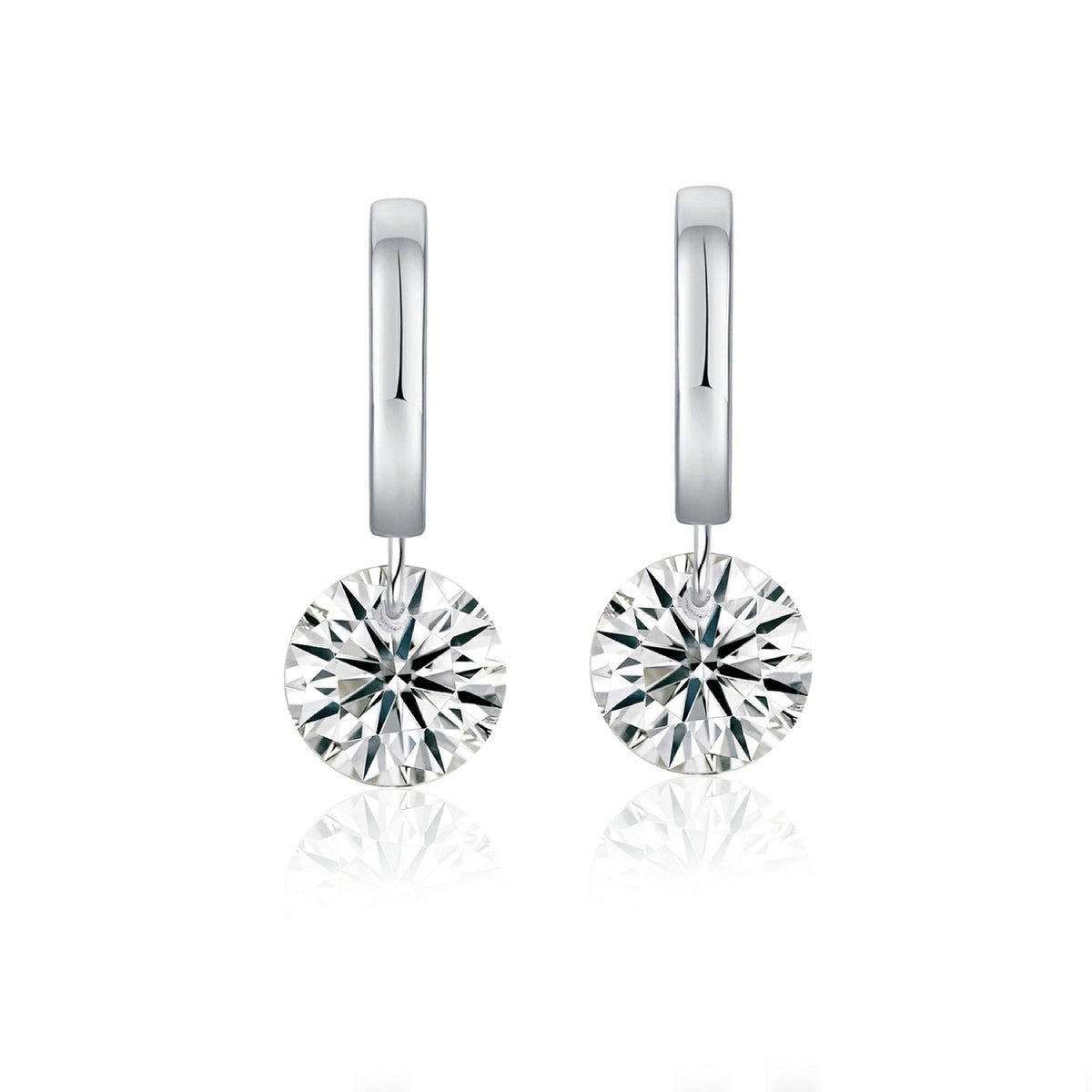 Dangle Moissanite Drop Huggie Hoop Earrings in Sterling Silver