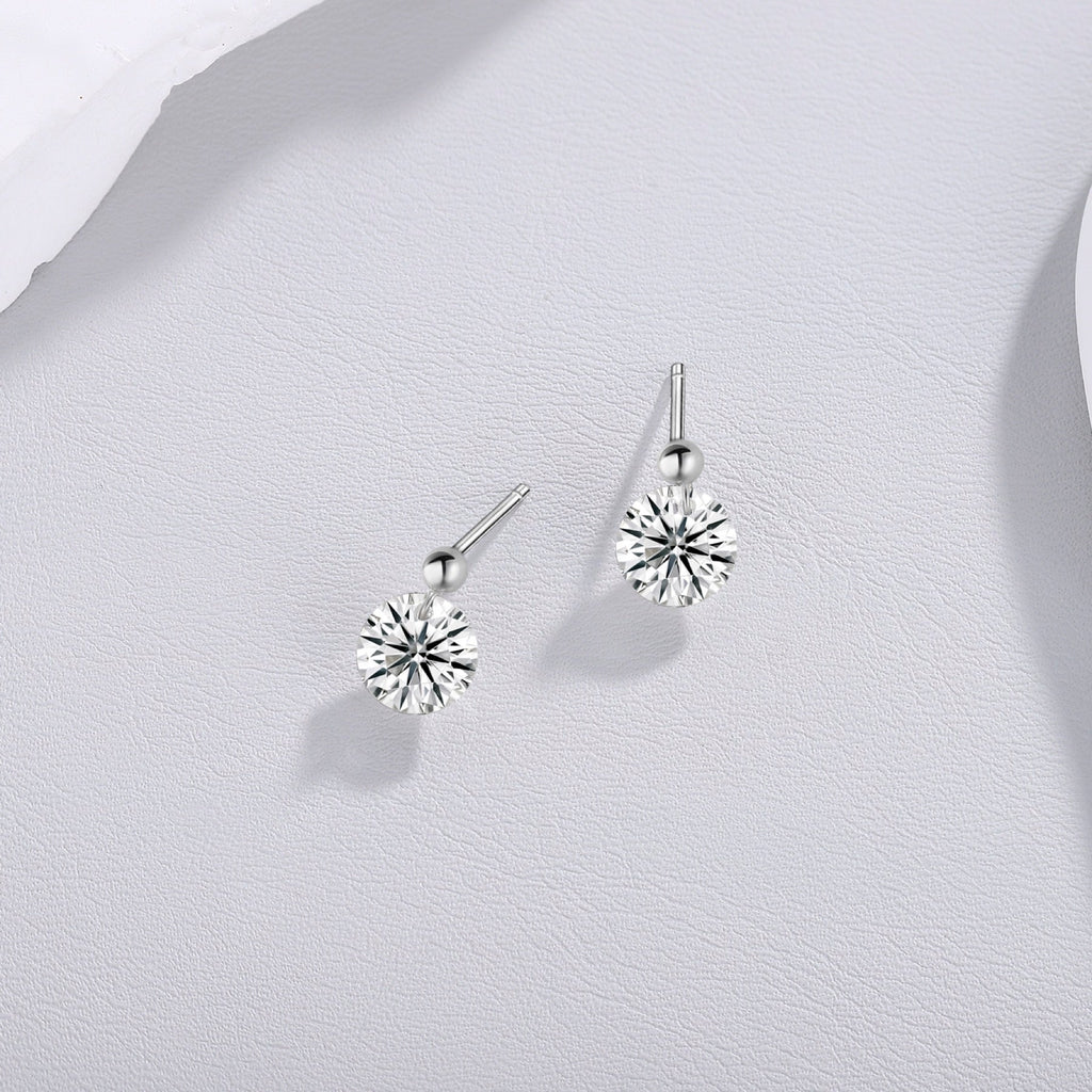Orb Moissanite Stud Earrings in Sterling Silver