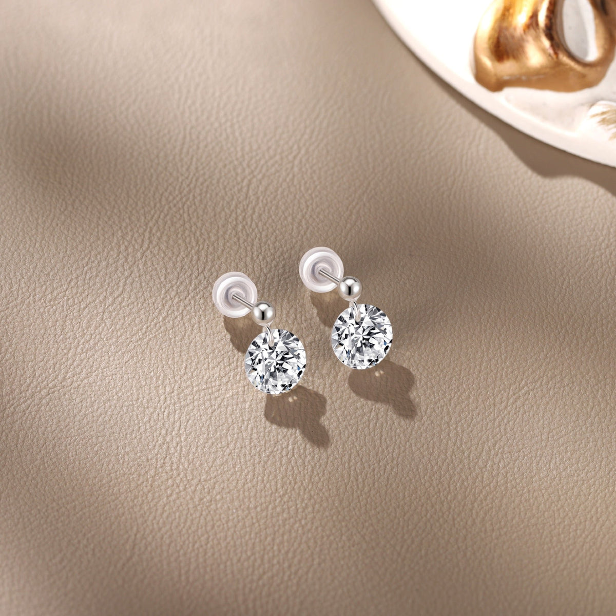 Orb Moissanite Stud Earrings in Sterling Silver