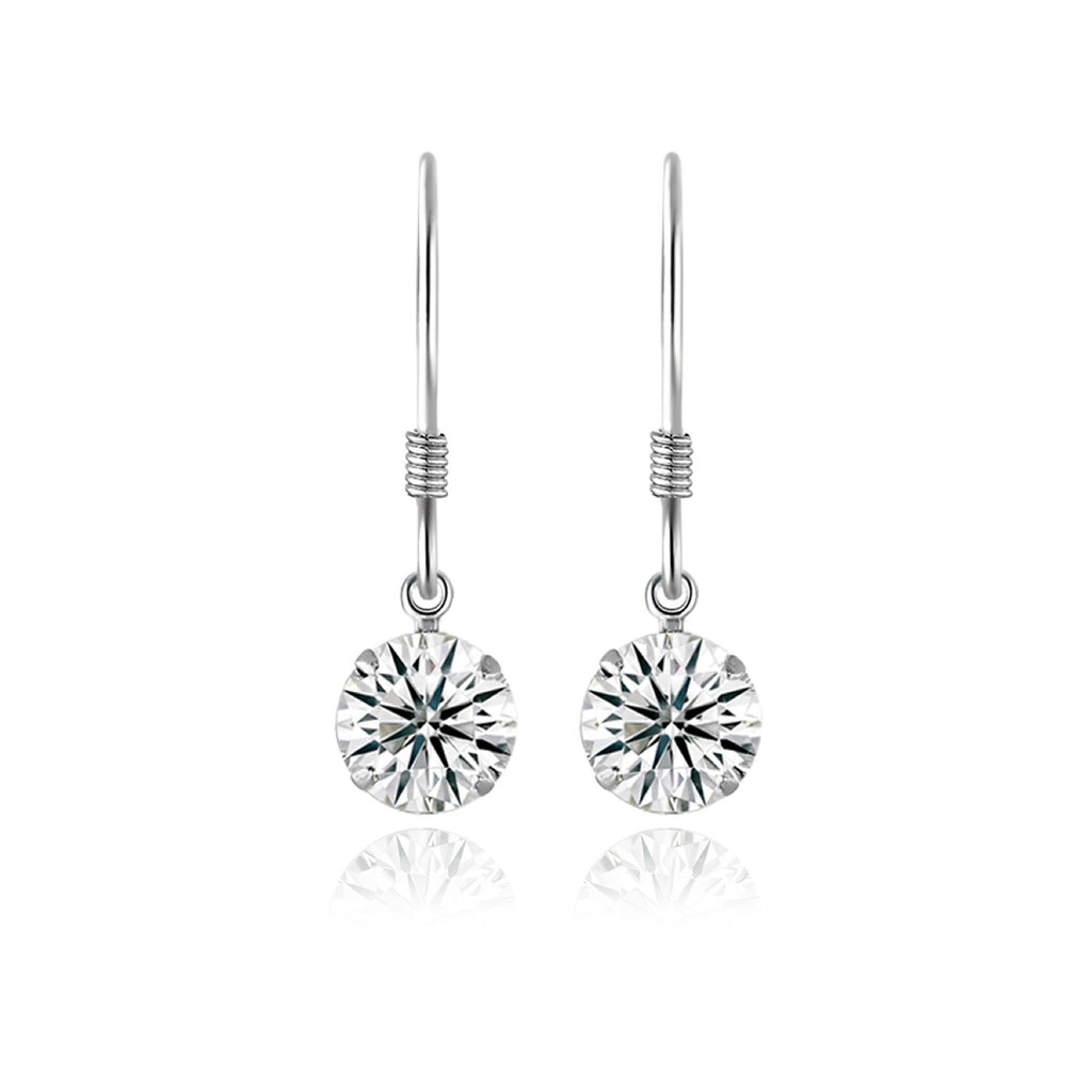 Purely Moissanite Solitaire Drop Earrings in Sterling Silver