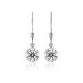 Purely Moissanite Solitaire Drop Earrings in Sterling Silver