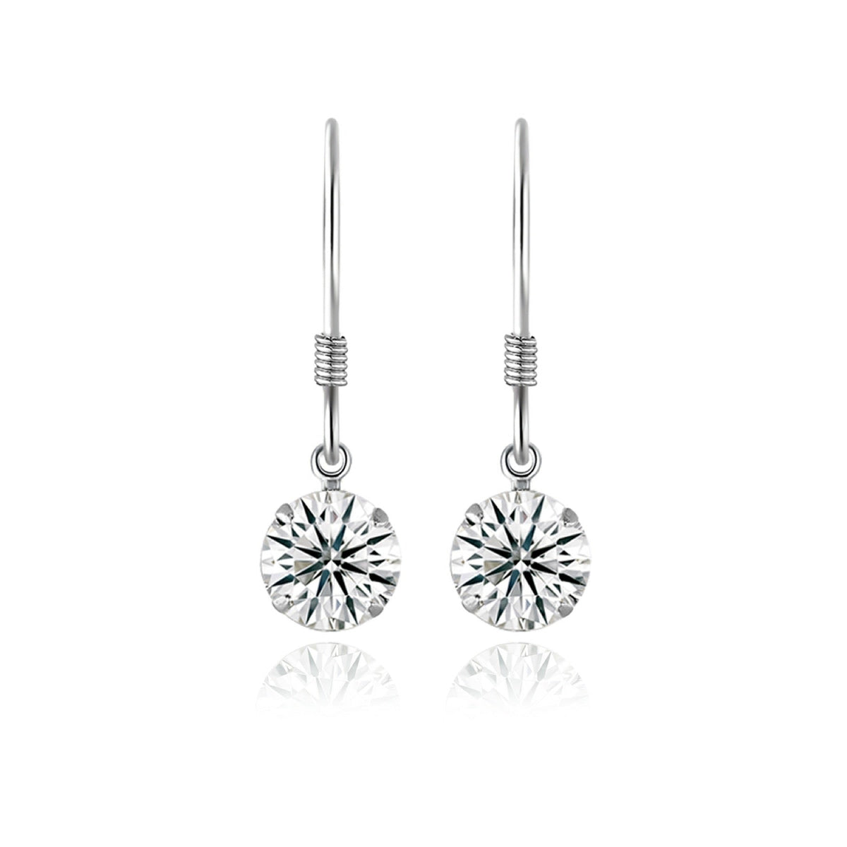 Purely Moissanite Solitaire Drop Earrings in Sterling Silver
