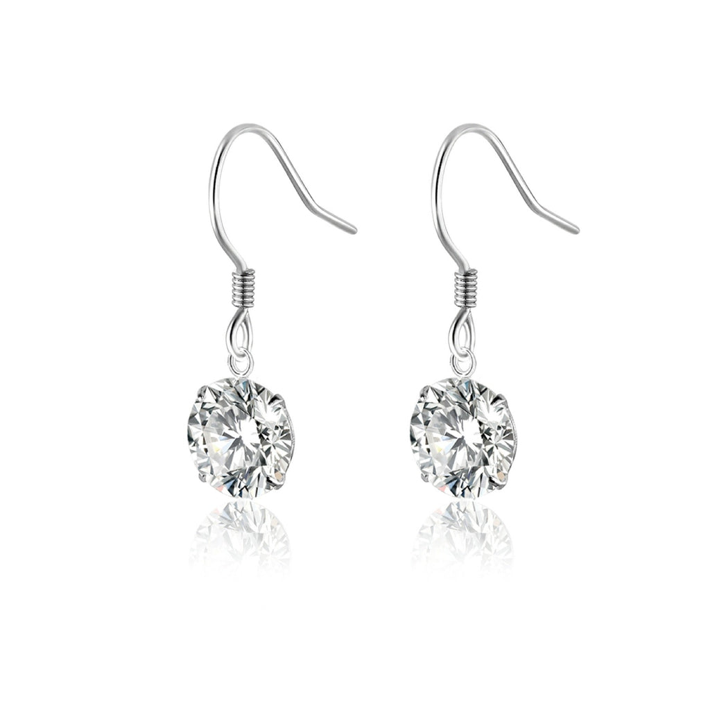 Purely Moissanite Solitaire Drop Earrings in Sterling Silver