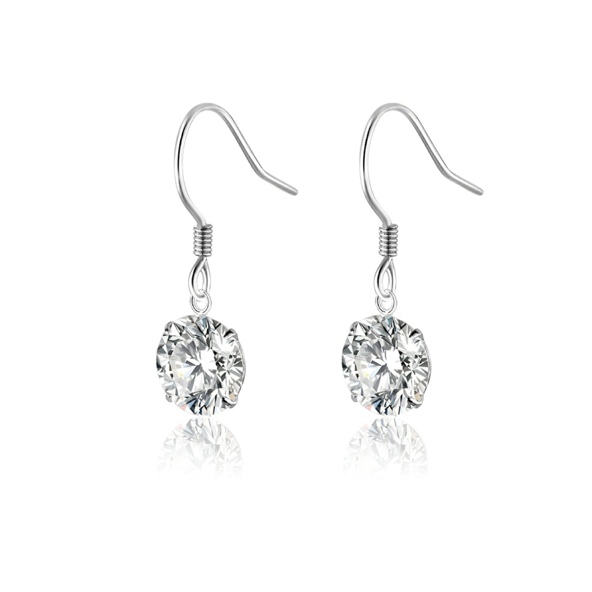 Purely Moissanite Solitaire Drop Earrings in Sterling Silver