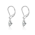 Lever Moissanite Solitaire Drop Earrings in Sterling Silver