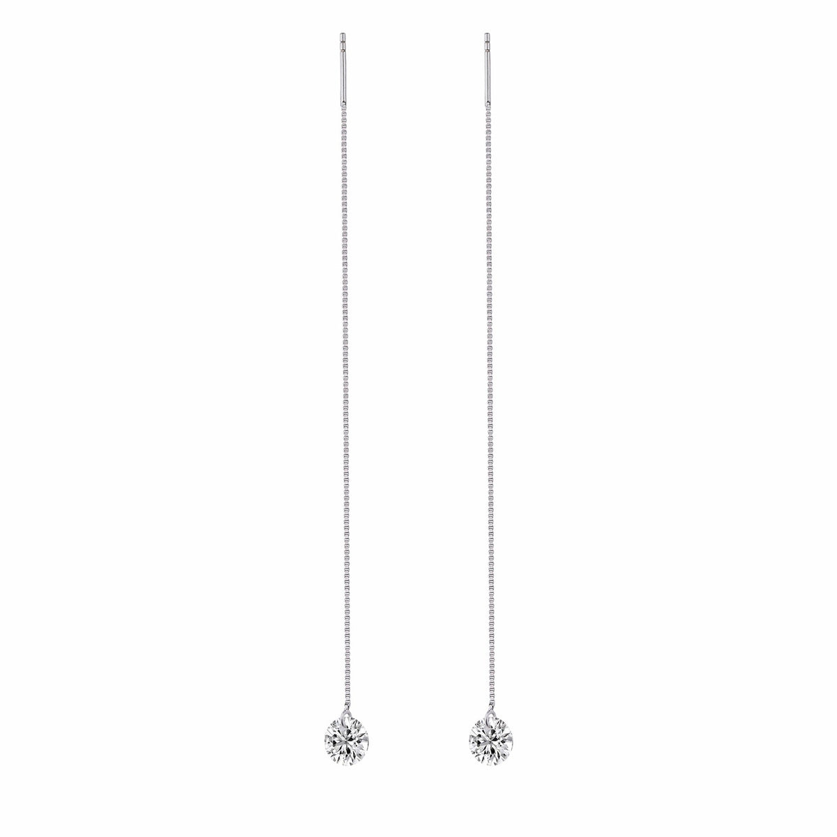 Wave Moissanite Threader Drop Earrings in Sterling Silver