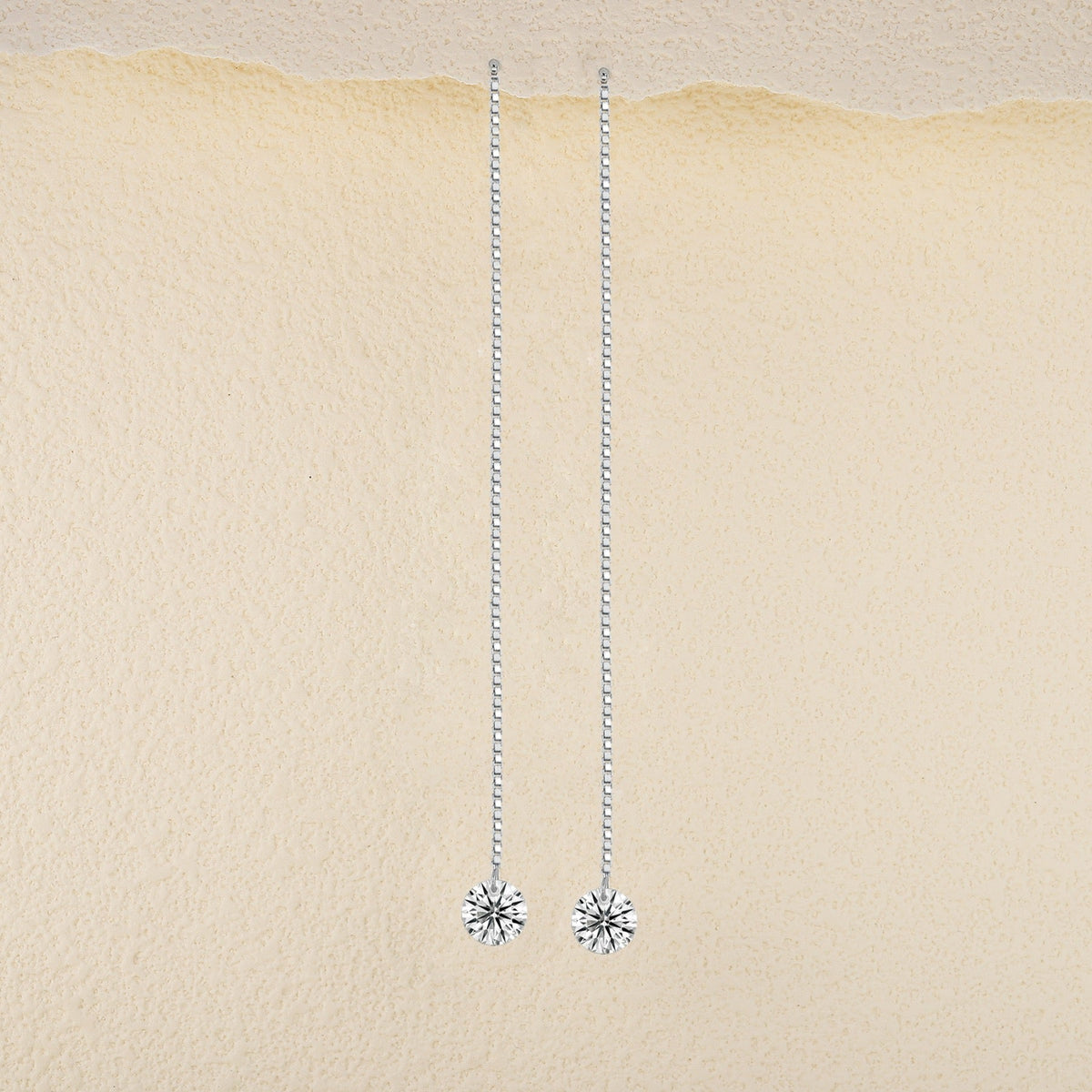 Wave Moissanite Threader Drop Earrings in Sterling Silver
