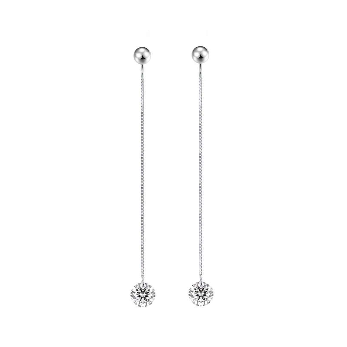 Sinuous Moissanite Threader Drop Earrings in Sterling Silver