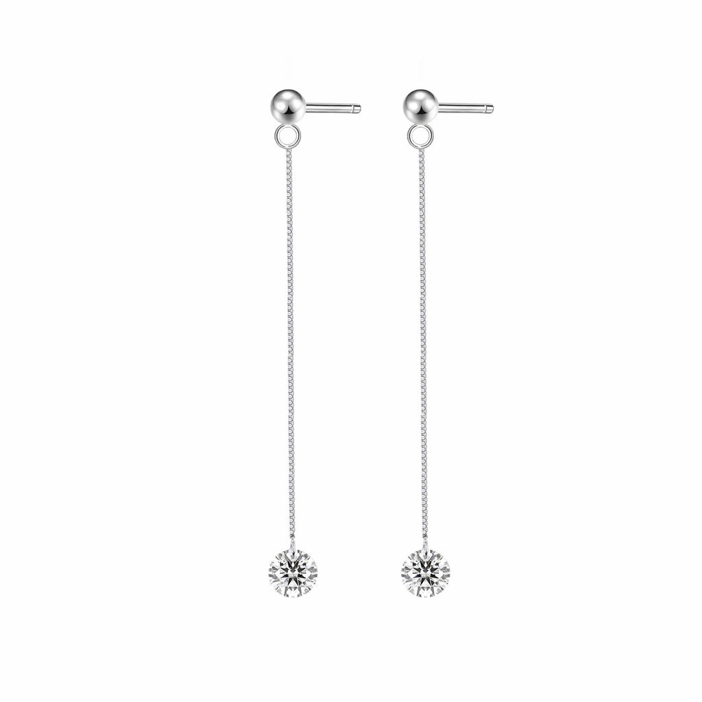Sinuous Moissanite Threader Drop Earrings in Sterling Silver