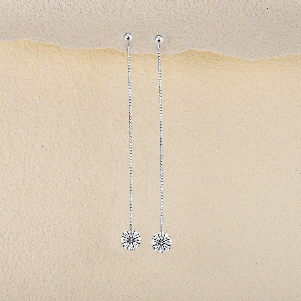Sinuous Moissanite Threader Drop Earrings in Sterling Silver