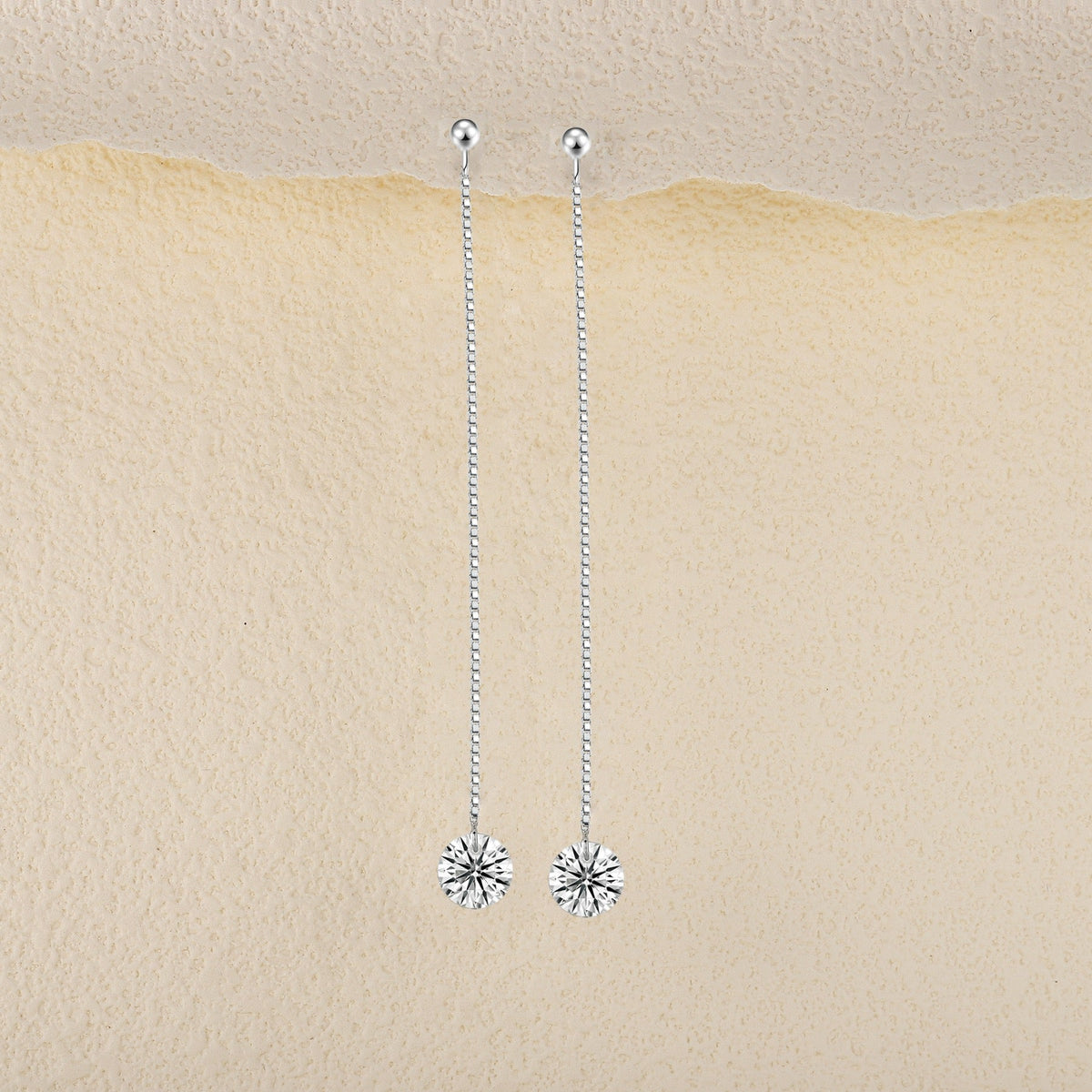 Sinuous Moissanite Threader Drop Earrings in Sterling Silver