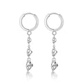 Triplet Moissanite Three-Stone Drop Earrings in Sterling Silver