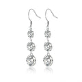 Tiered Moissanite Three-Stone Drop Earrings in Sterling Silver
