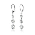 Graduate Moissanite Three-Stone Drop Earrings in Sterling Silver