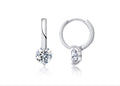 Swing Moissanite Drop Huggie Hoop Earrings in Sterling Silver
