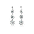 Stream Moissanite Three-Stone Drop Earrings in Sterling Silver