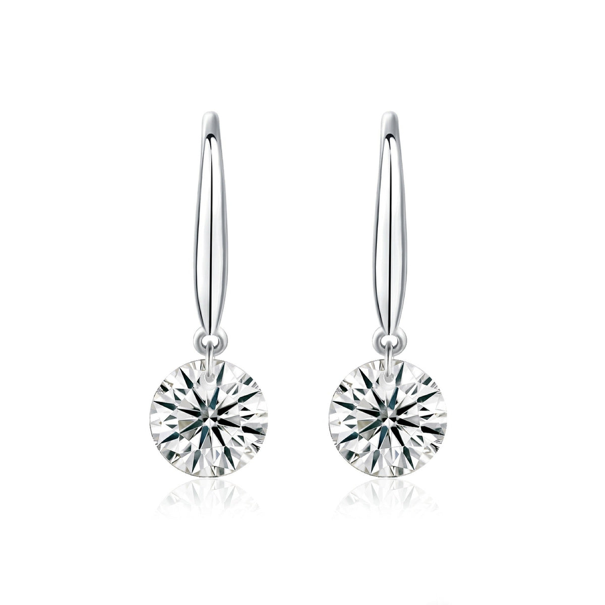 Rivulet Moissanite Three-Stone Drop Earrings in Sterling Silver
