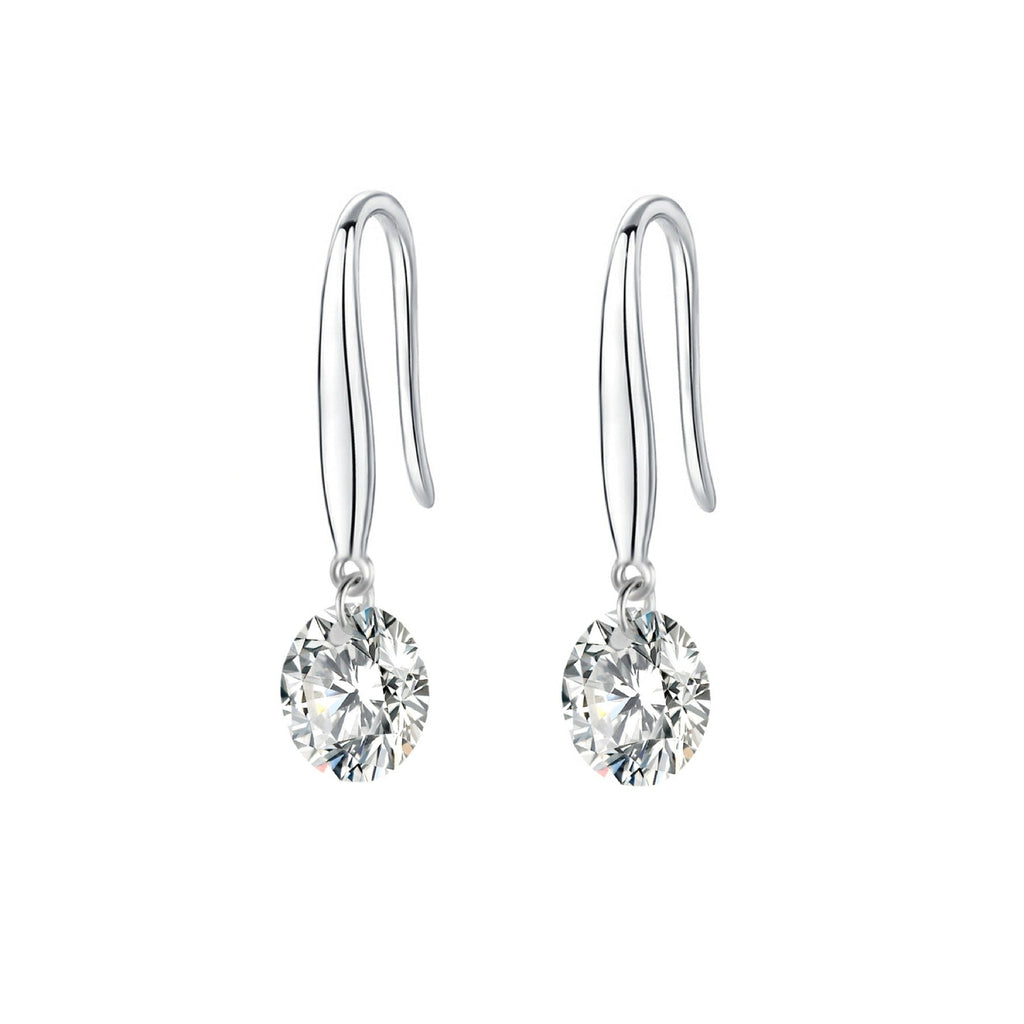 Rivulet Moissanite Three-Stone Drop Earrings in Sterling Silver