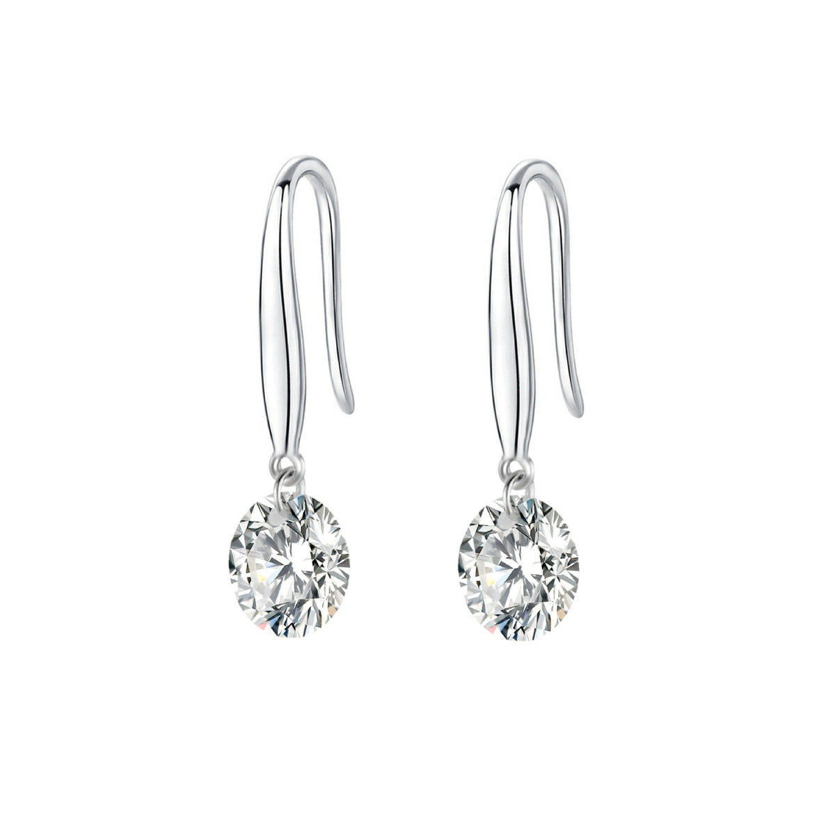 Rivulet Moissanite Three-Stone Drop Earrings in Sterling Silver