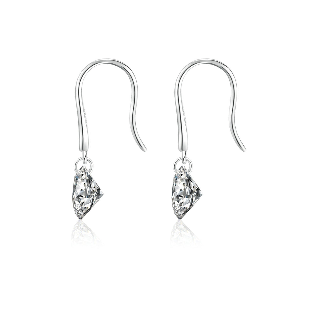 Rivulet Moissanite Three-Stone Drop Earrings in Sterling Silver