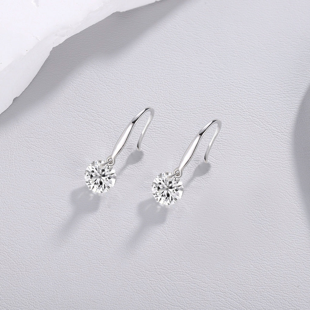 Rivulet Moissanite Three-Stone Drop Earrings in Sterling Silver