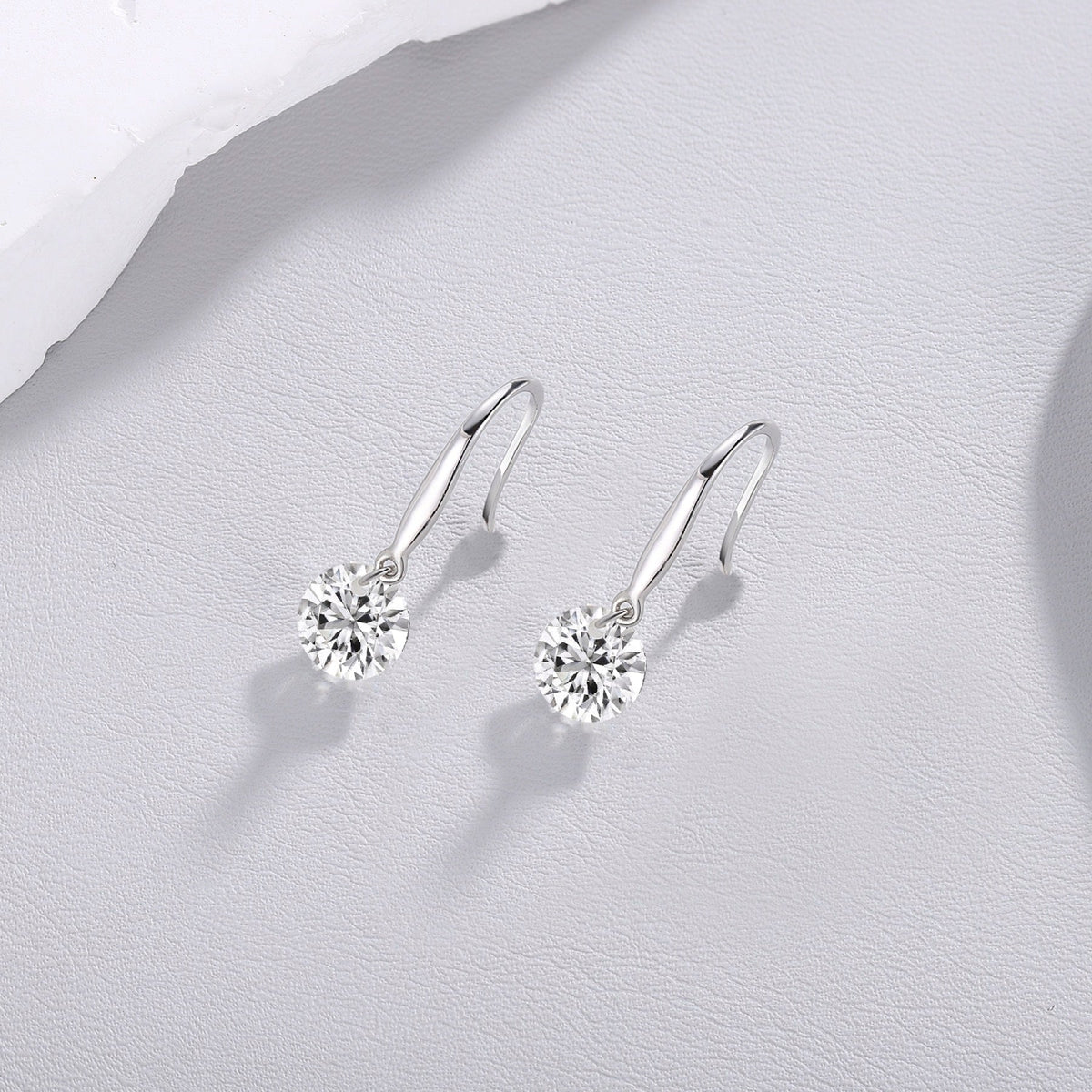 Rivulet Moissanite Three-Stone Drop Earrings in Sterling Silver