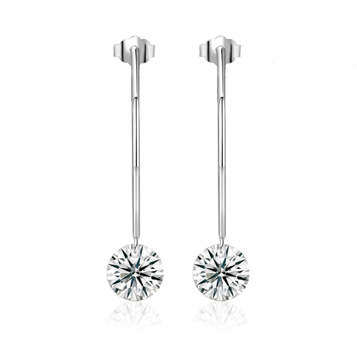 Suspend Moissanite Hoop Drop Earrings in Sterling Silver