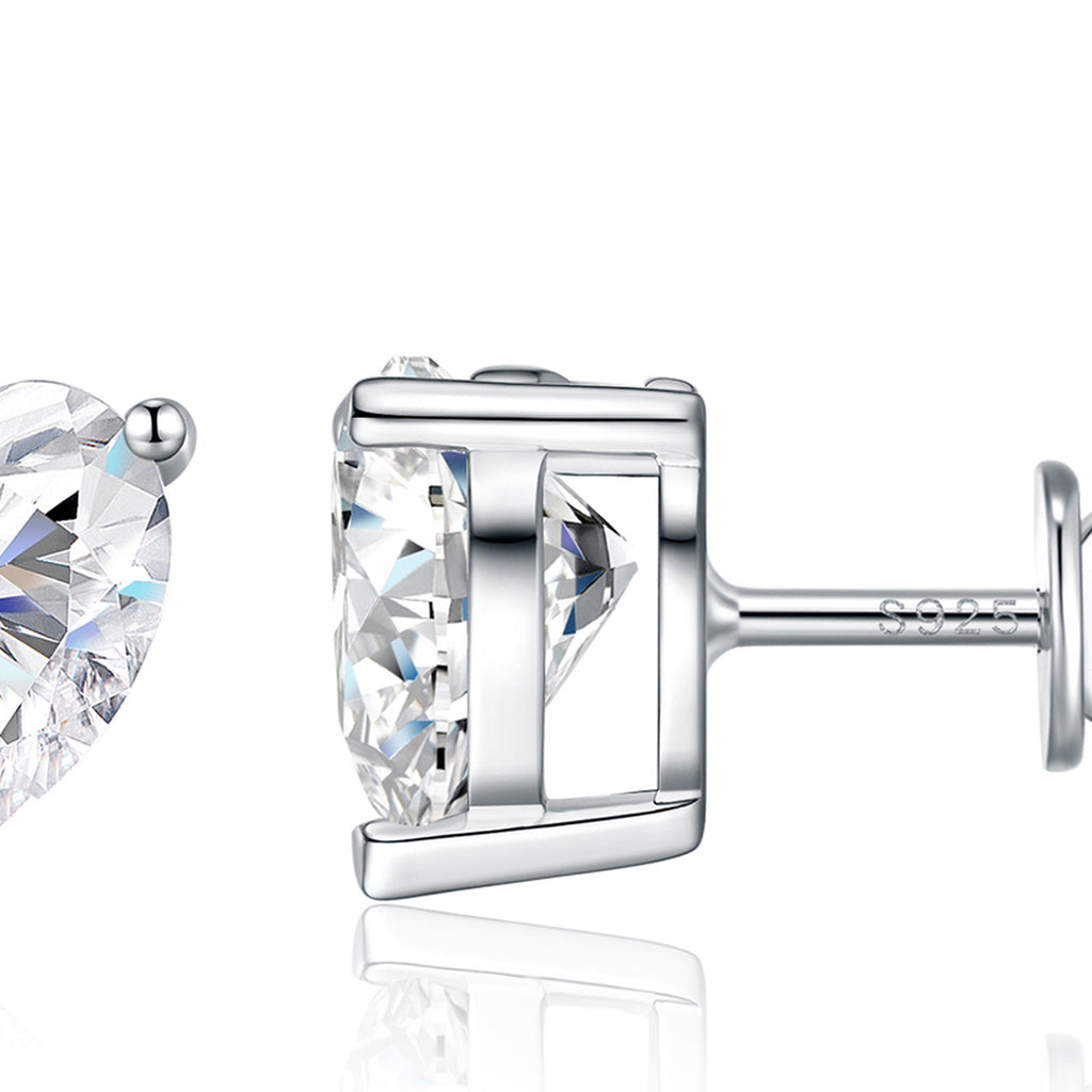 Valentina Heart-Cut Moissanite Heart Stud Earrings in Sterling Silver