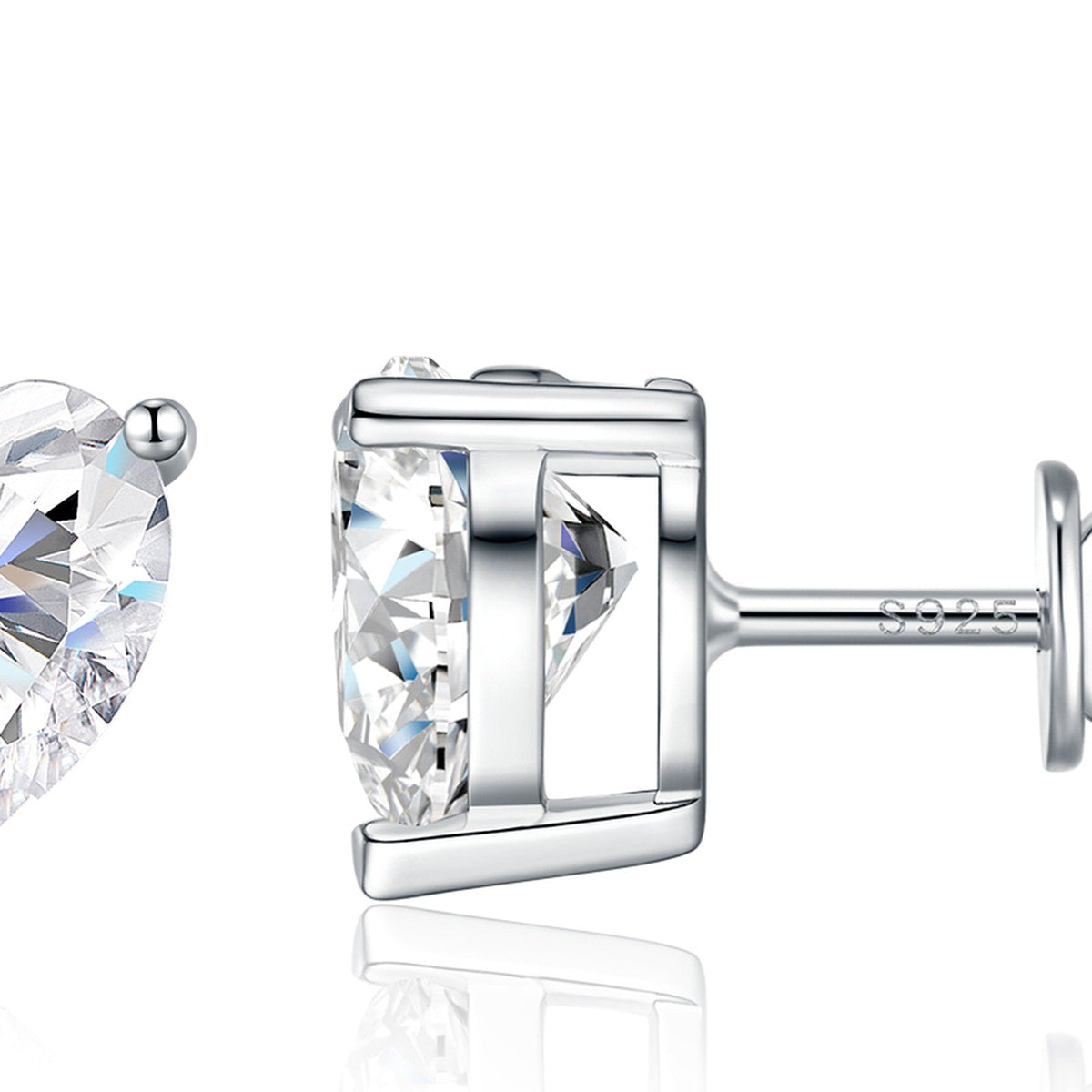 Valentina Heart-Cut Moissanite Heart Stud Earrings in Sterling Silver