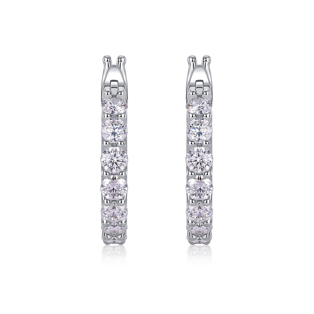 Filigree Moissanite Huggie Hoop Earrings in Sterling Silver