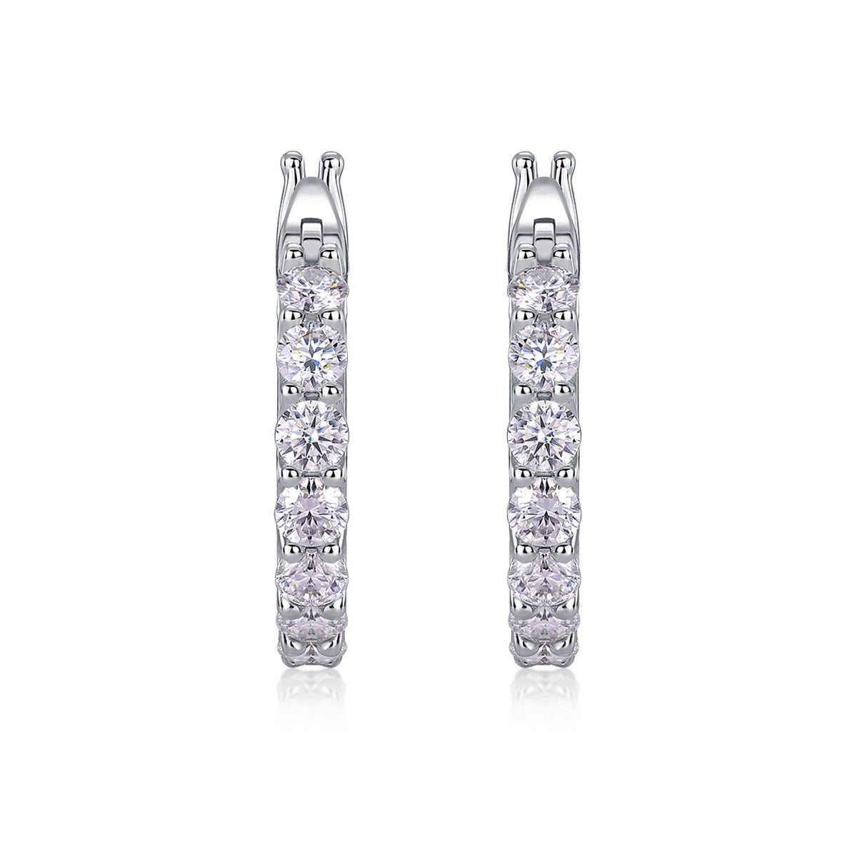 Filigree Moissanite Huggie Hoop Earrings in Sterling Silver