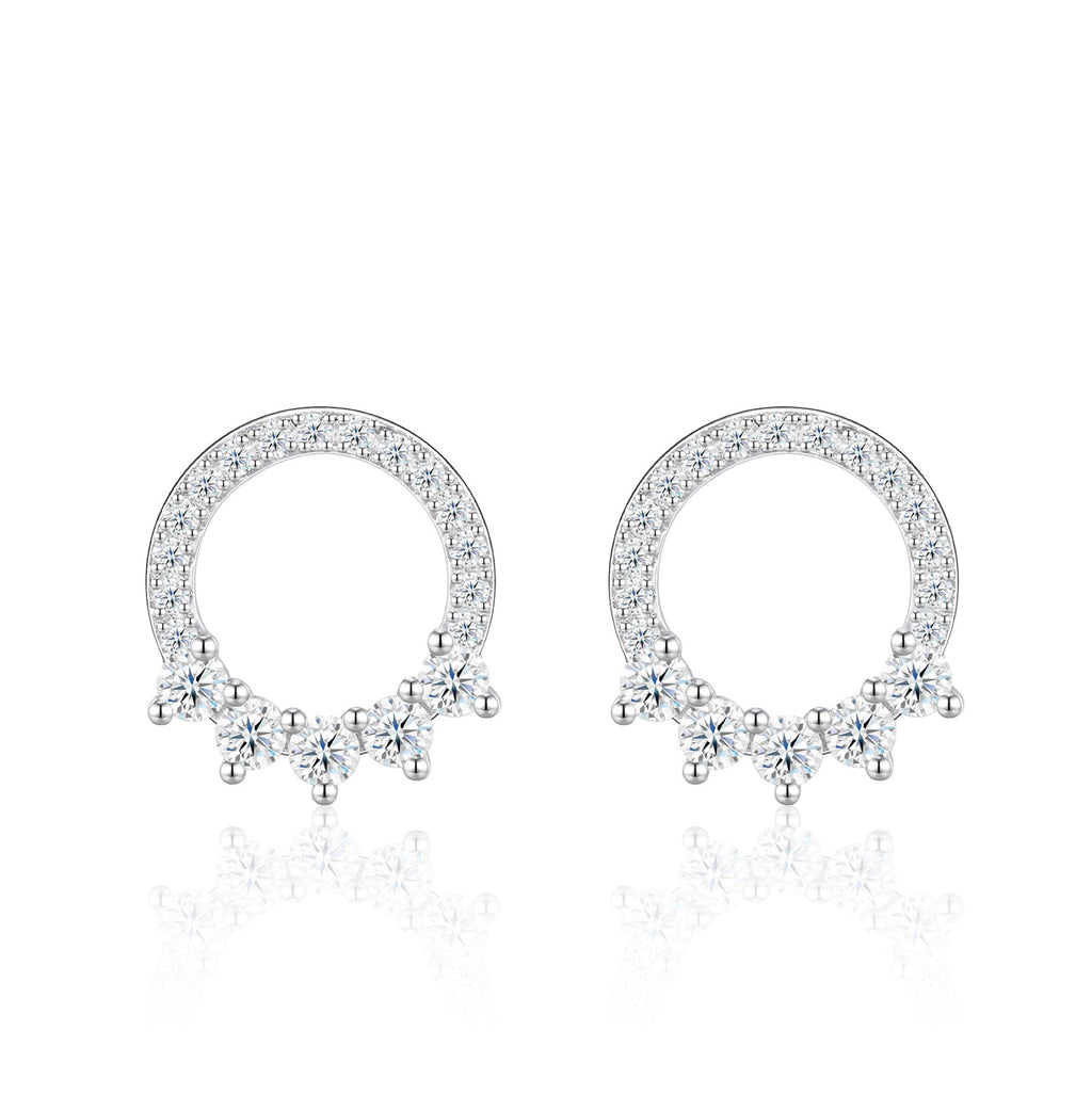Encircle Moissanite Circle Drop Huggie Earrings in Sterling Silver