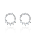 Encircle Moissanite Circle Drop Huggie Earrings in Sterling Silver