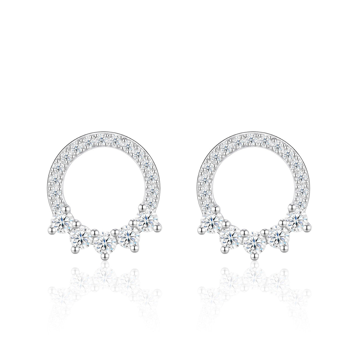 Encircle Moissanite Circle Drop Huggie Earrings in Sterling Silver