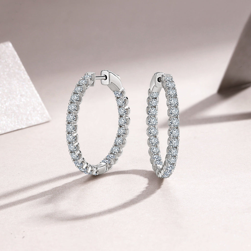 Aureo Moissanite Hoop Earrings in Sterling Silver