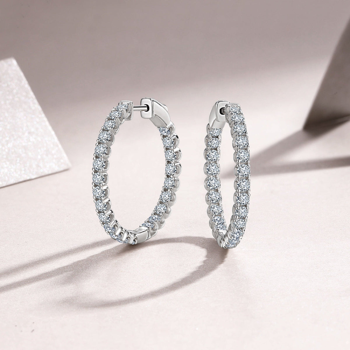 Aureo Moissanite Hoop Earrings in Sterling Silver